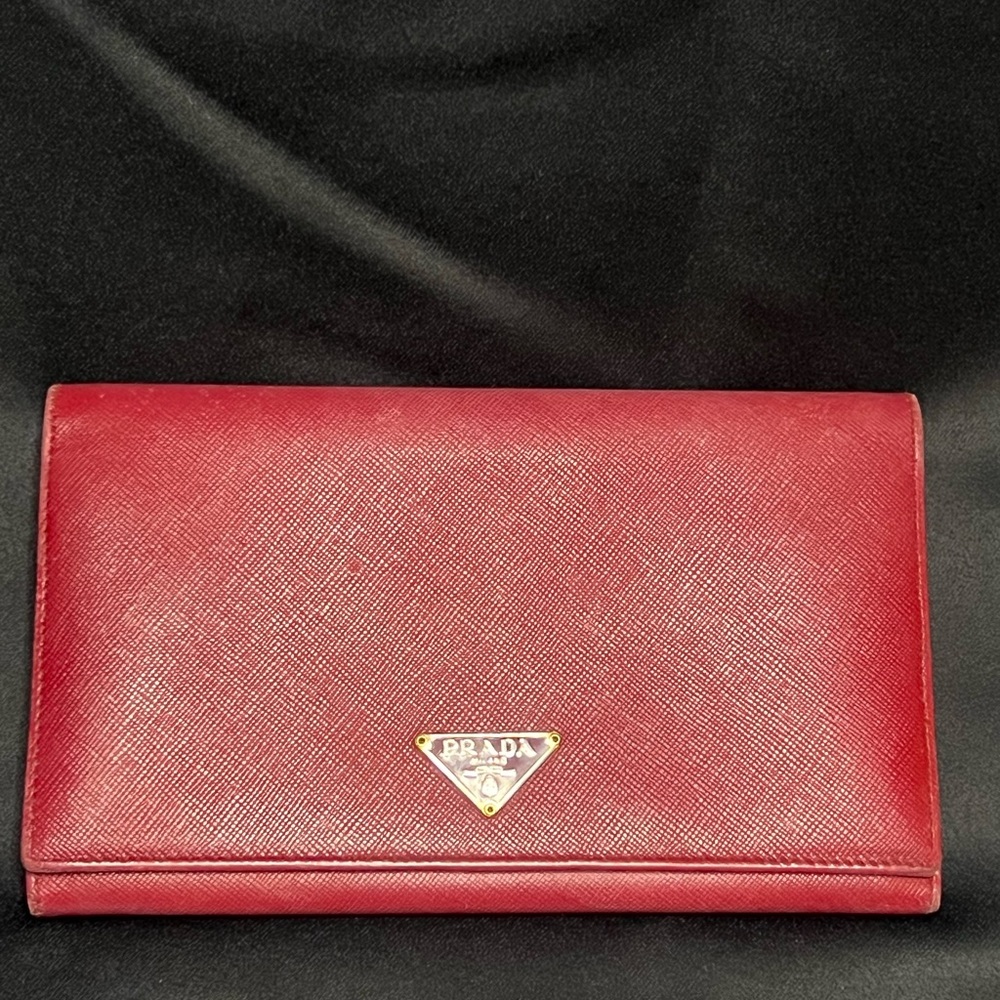 Vintage Prada Saffiano Red Long Wallet